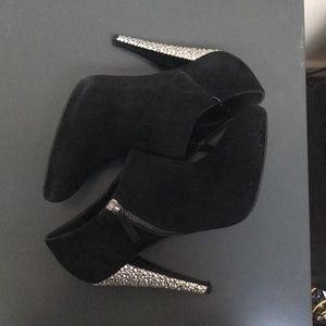 Giambattista Valli black suede bootie w- Swarovski
